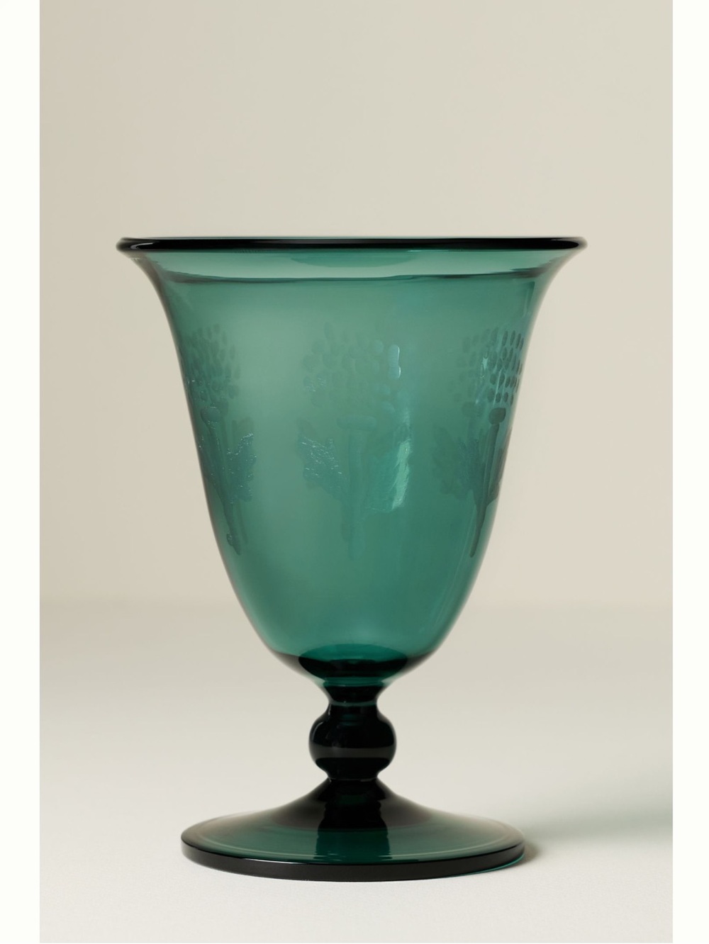 Anthropologie Green Goblet Glass Alejandra New Set of 2 Borosilicate